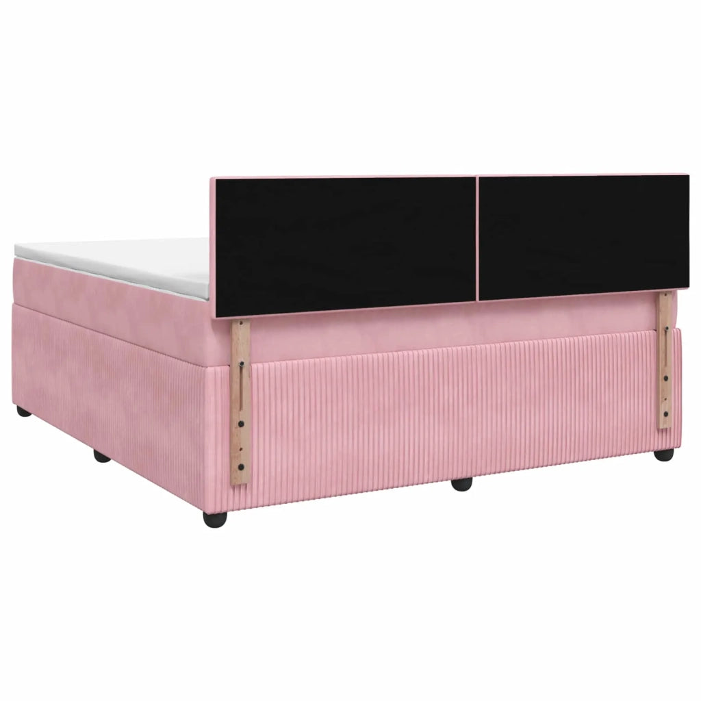 Letto box spring con materasso Rosa 140 x 200 cm Velluto 3453154