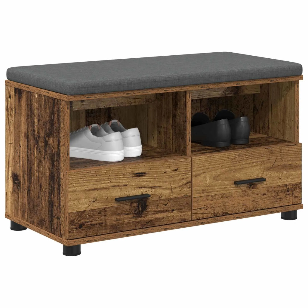 Panca per ingresso con cuscino Legno vecchio 80 x 38 x 46 cm 891462