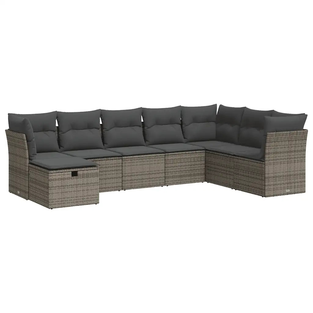 Set Divano da Giardino 8 pz con Cuscini Grigio in Polyrattan 3325336