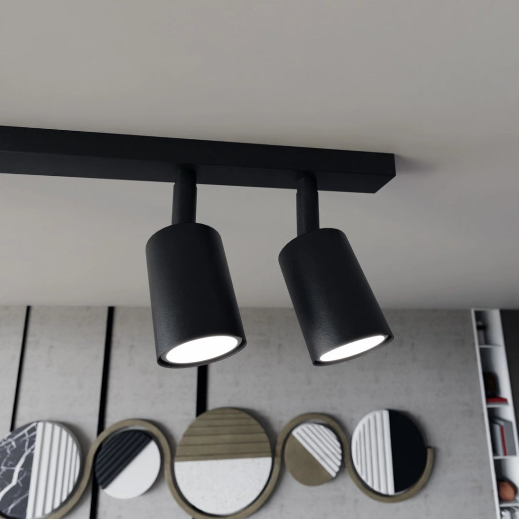 Plafoniera Flash nera 4 faretti 70 cm GU10 8W Emibig