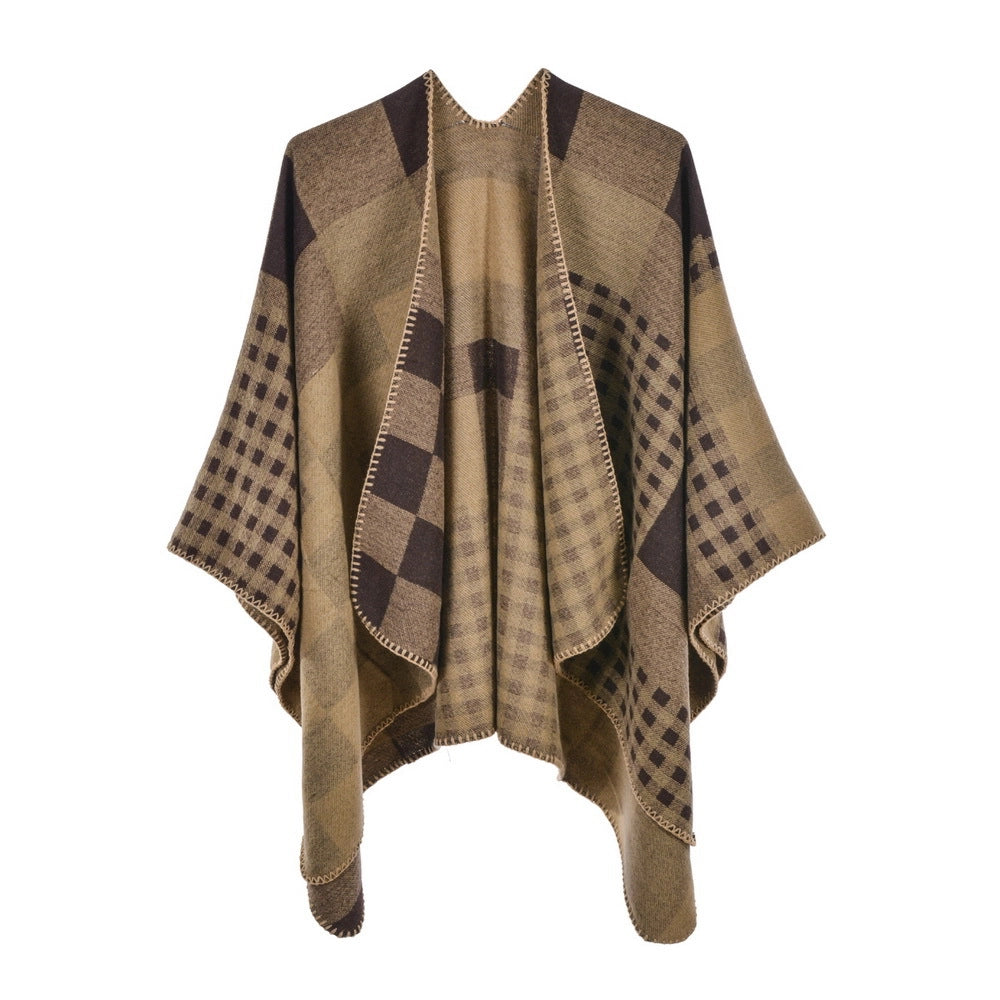 Sciarpa/stola da donna, scialle spaccato in cashmere alla moda, mantello caldo