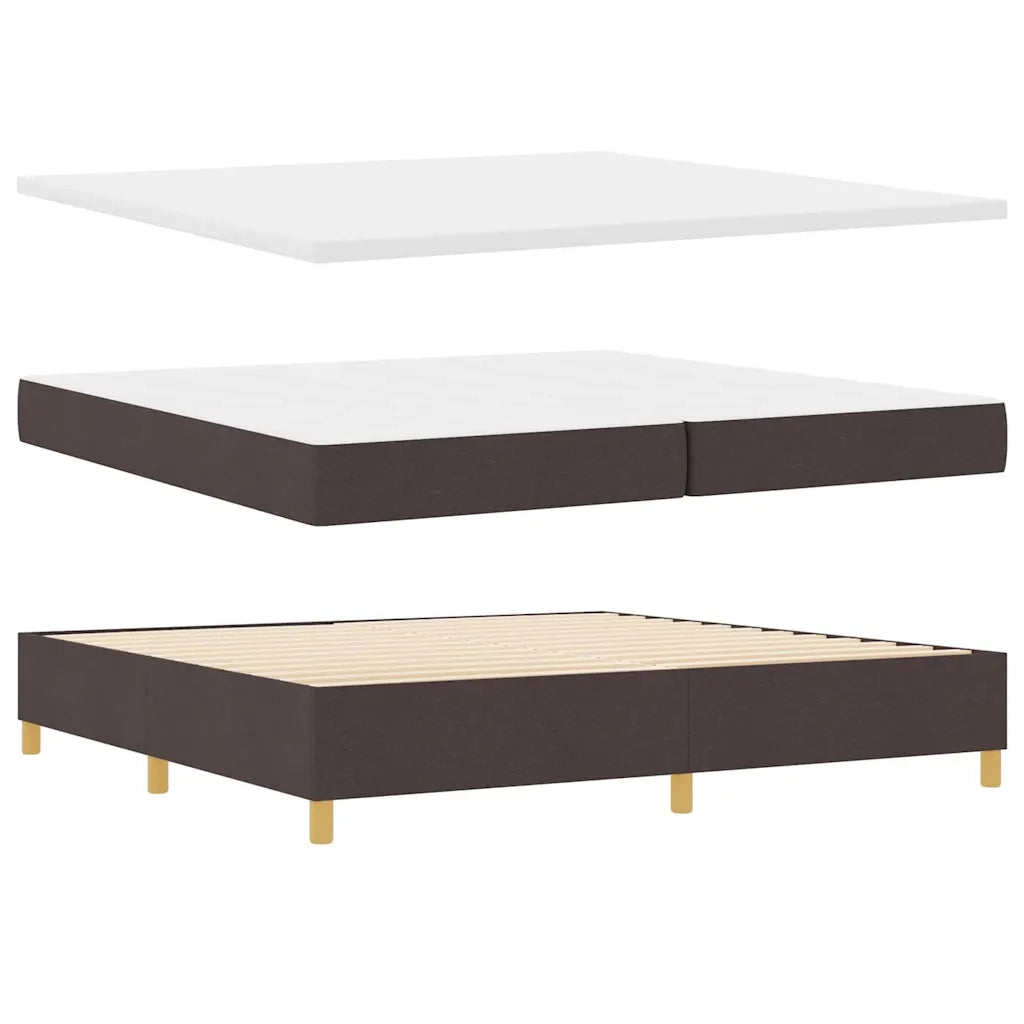 Letto a molle con testiera Marrone Scuro 200 x 200 cm Tessuto 3339647