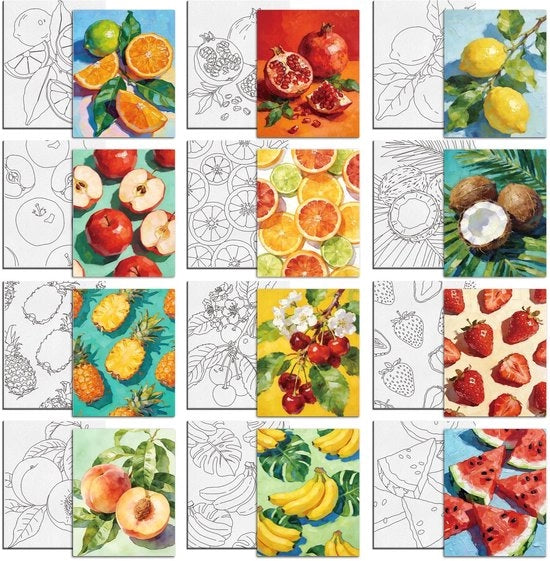 12 Canvassi a Tela con Tema Frutta per Dipinti