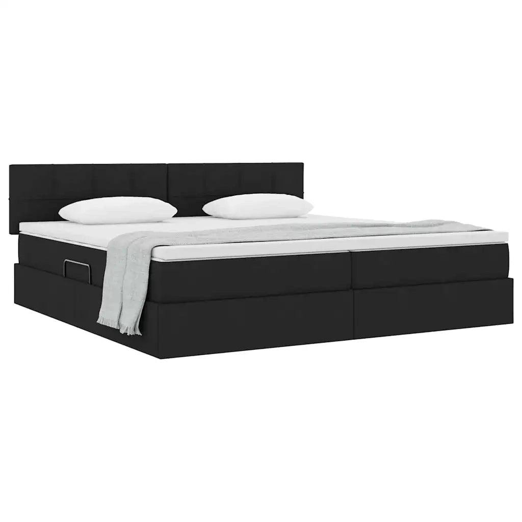 Letto con contenitore e materasso Nero 200 x 200 cm