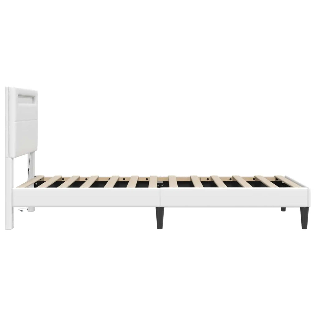 Letto singolo | Letto per adulti | Struttura del letto con testiera Bianco 100 x 200 cm Similpelle