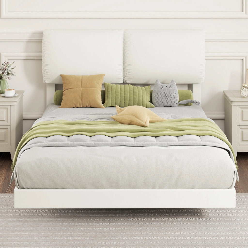 Letto matrimoniale imbottito con testiera ¨C Xylo ¨C Beige metallico 135x190 cm
