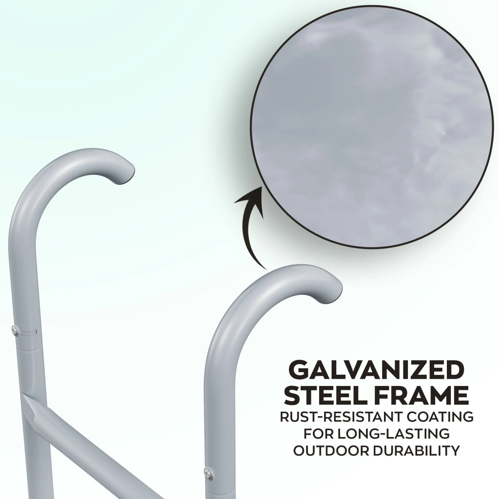 Jumpoo - Scaletta da Appoggio Multiuso 2 Gradini H65 cm per Trampolini Casa Giardino in Ferro Grigio