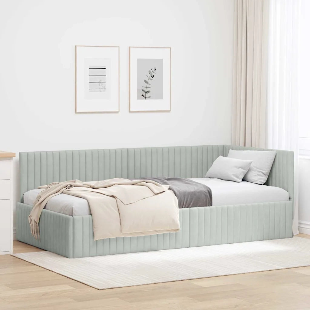 Cornice del letto ad angolo Grigio chiaro 100 cm x 200 cm