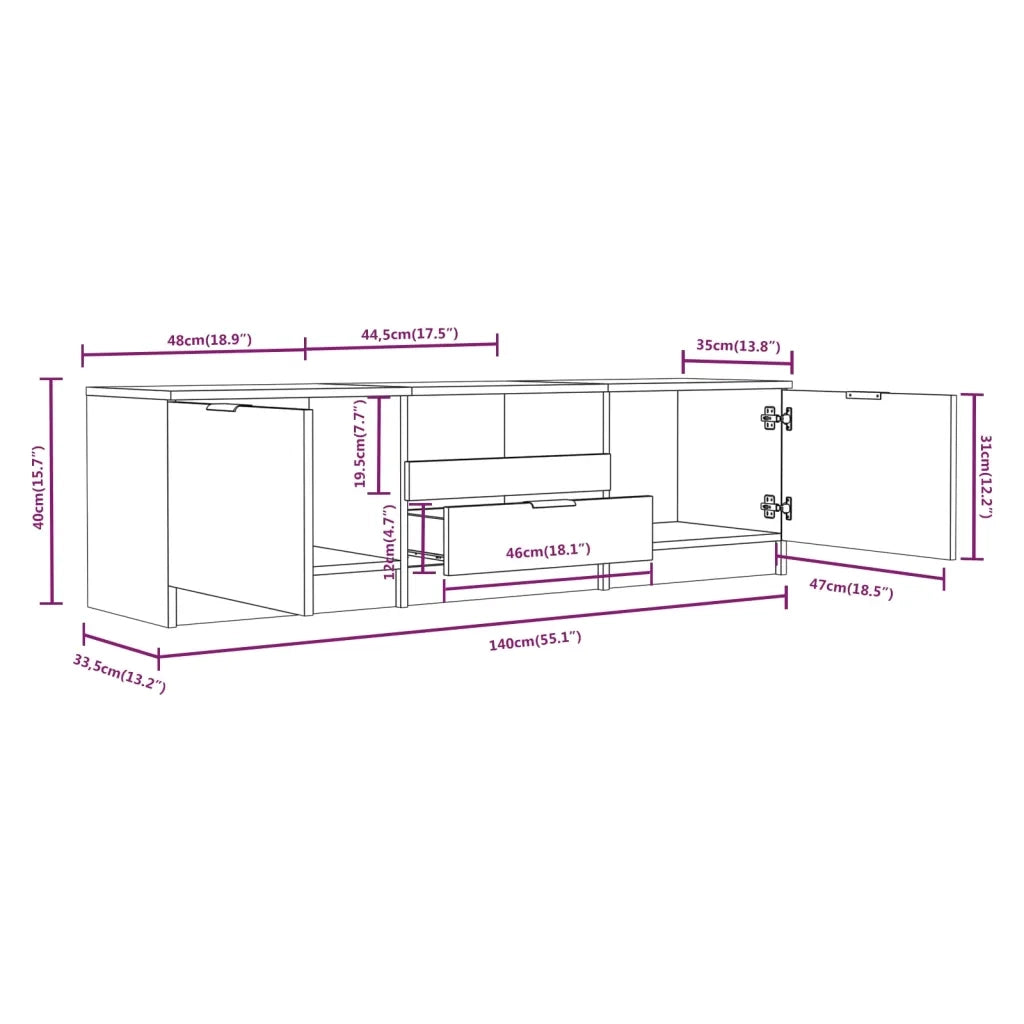 Mobile TV Grigio Sonoma 140x35x40 cm in Legno Ingegnerizzato 817112