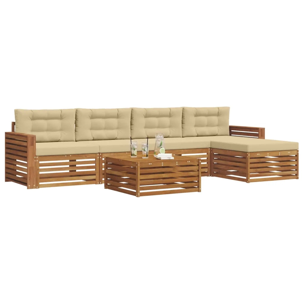 Set di divani da esterno con cuscino 6 pcs Naturale e Beige 3373348
