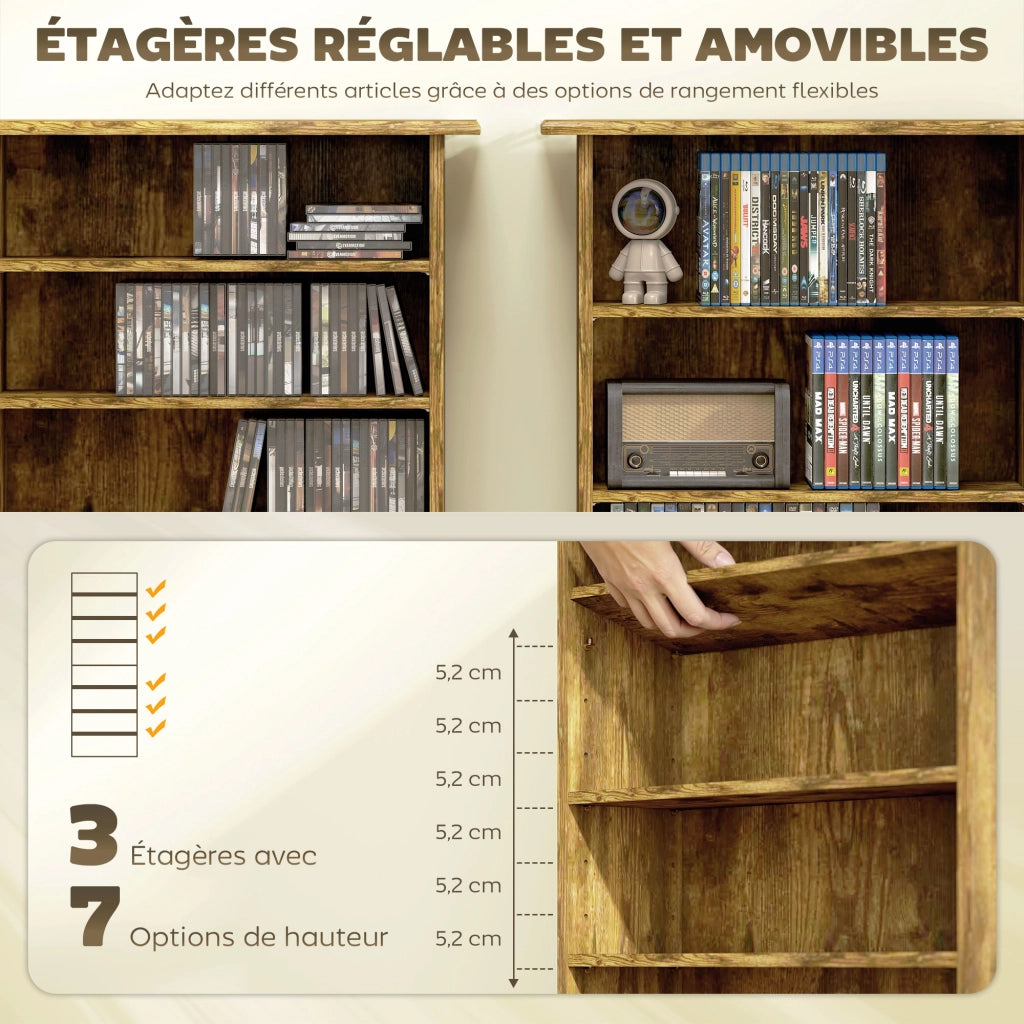 Libreria per CD e DVD ¨C Xylo ¨C 8 scomparti 6 ripiani regolabili marrone