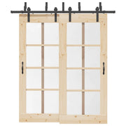 Kit di Binari per Porte Scorrevoli 200 cm Acciaio Nero 3295722