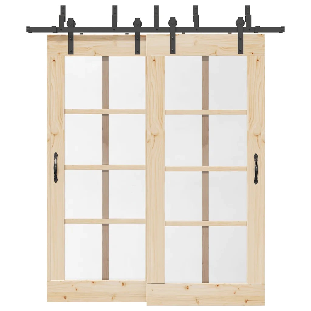 Kit di Binari per Porte Scorrevoli 200 cm Acciaio Nero 3295722