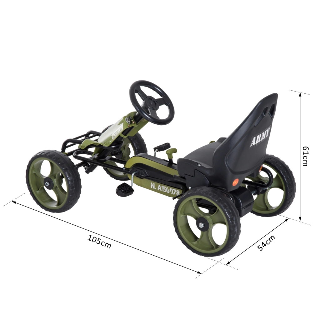 Kart a pedali ¨C Xylo ¨C sedile regolabile freno manuale ruote EVA acciaio verde nero