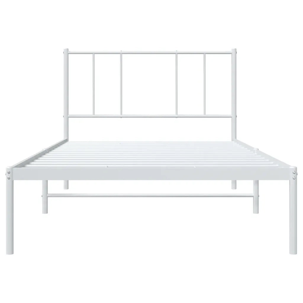 Letto singolo | Letto per adulti | Giroletto senza Materaso con Testiera Metallo Bianco 75x190 cm