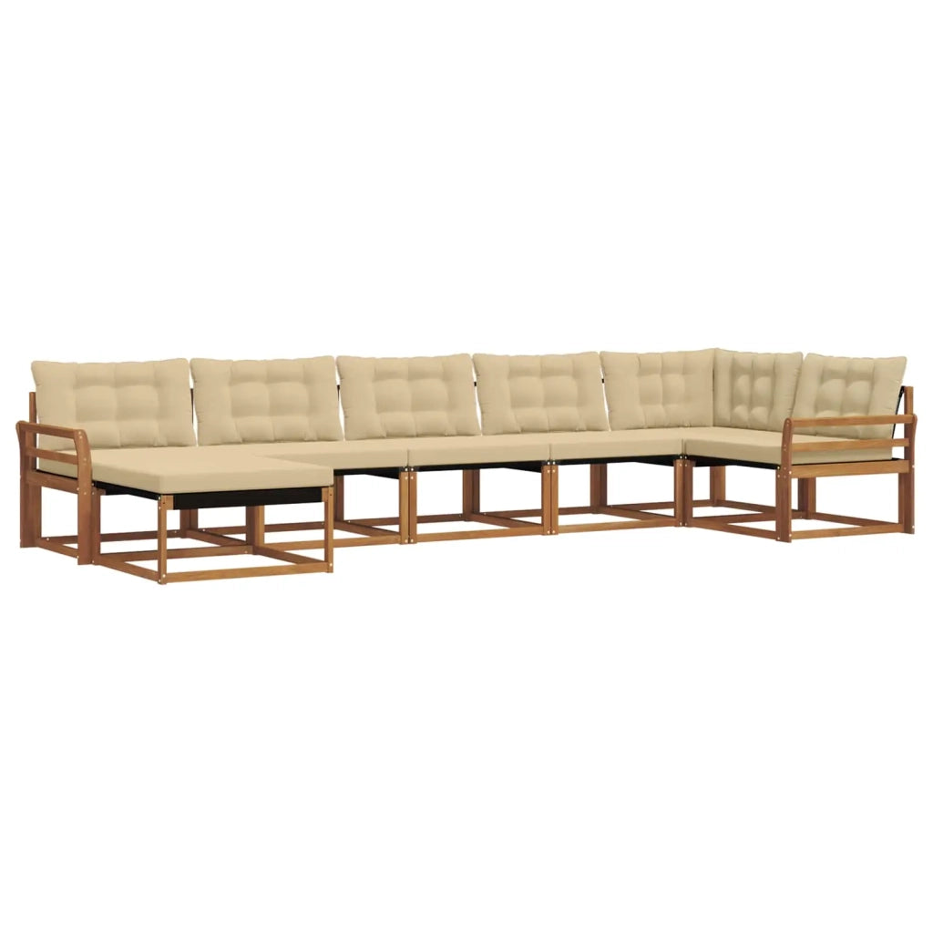 Set di divani da esterno con cuscino 7 pcs Naturale e Beige 3369676