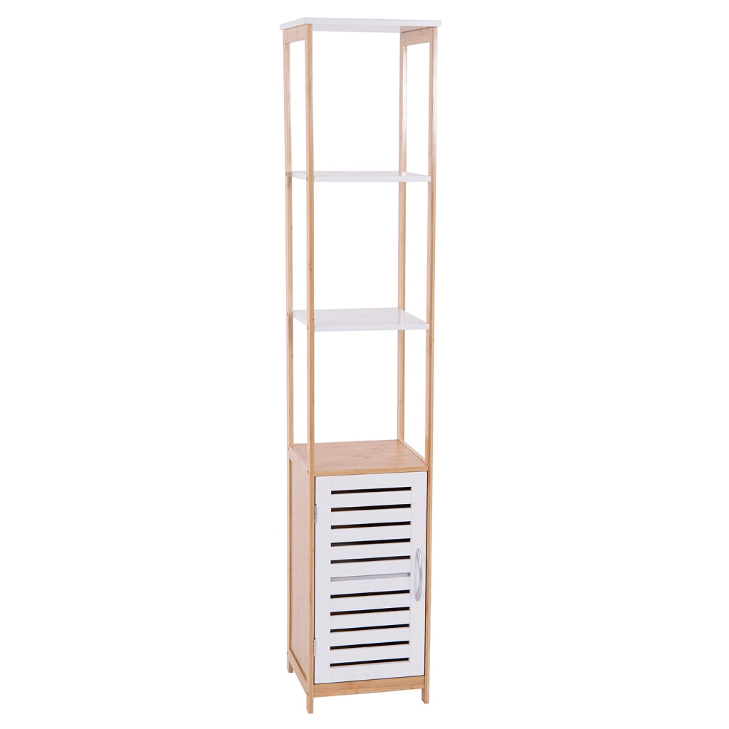 Adelaide - colonna multiuso con 1 anta e 2 ripiani - 30x30x156h cm naturale/bianco