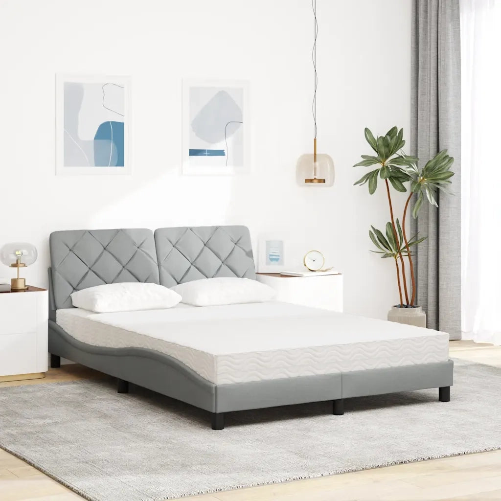 Letto con Materasso Grigio Chiaro 120x200cm Tessuto 3310727