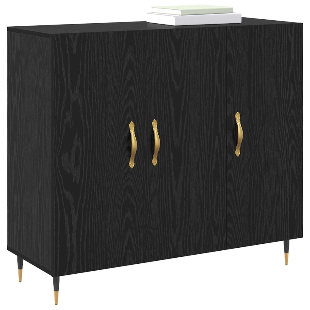 Credenza Rovere Nero 90 x 34 x 80 cm Legno multistrato 879581