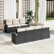 Set Divano da Giardino con cuscino 8 pcs Nero polyrattan