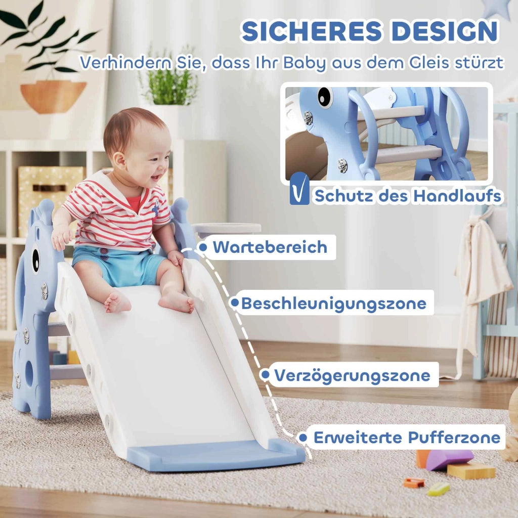 Letto a Soppalco con Scivolo e Canestro da Basket per Bambini ¨C Minimal ¨C Blu