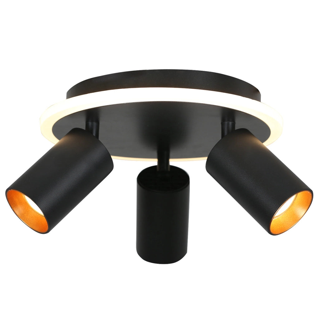 Plafoniera Parma nera 3 faretti orientabili GU10+LED CCT
