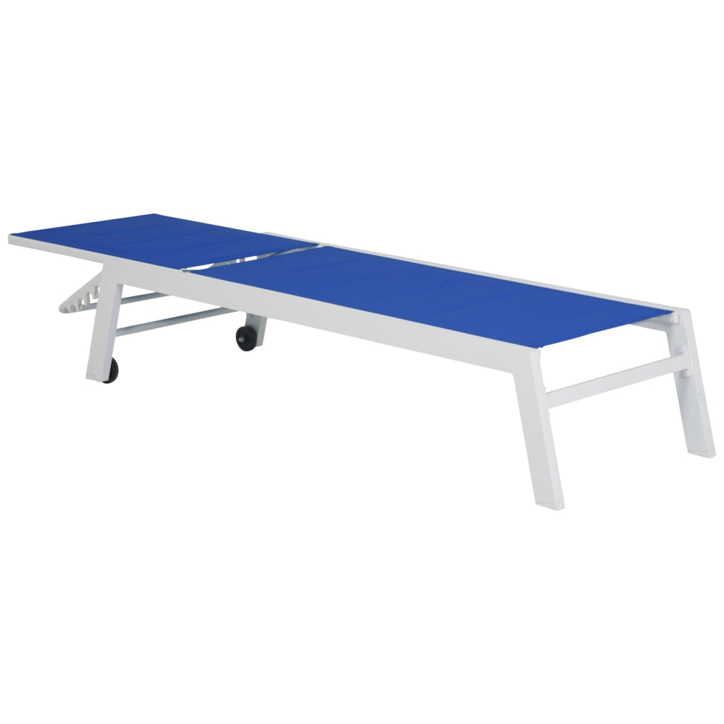 Set di 2 lettini BARBADOS in textilene blu - alluminio bianco