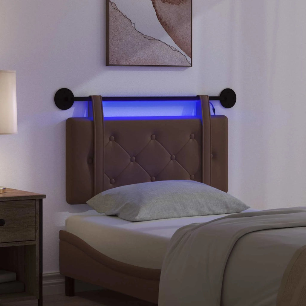 Testiera sospesa Con luce LED Marrone Similpelle 3424072