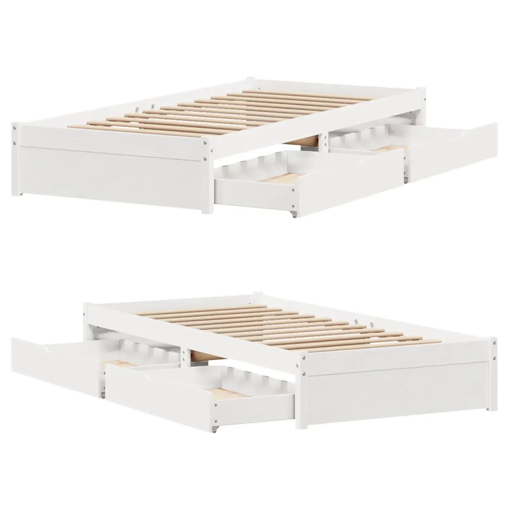 Letto senza Materasso-Struttura Letto Bianco 75x190 in Legno Massello di Pino 262493