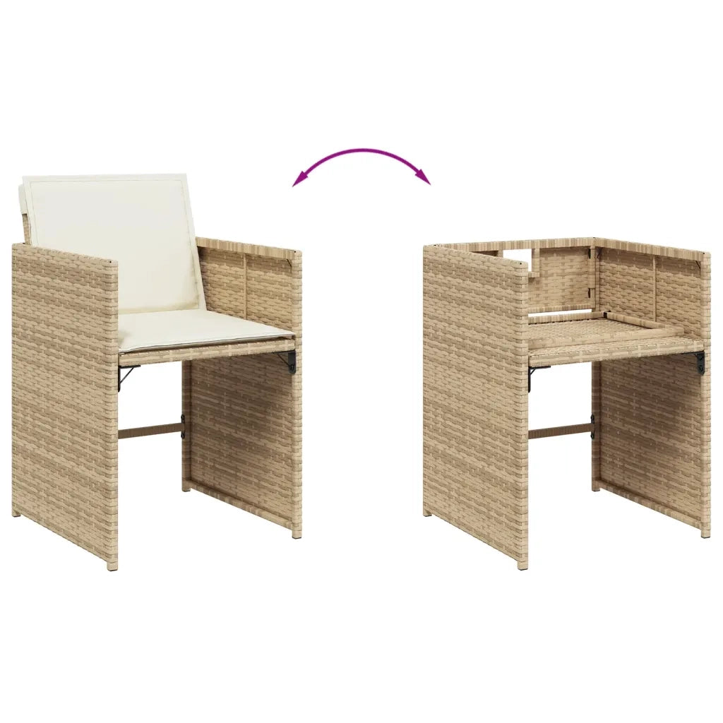 Set da Pranzo da Giardino 15 pz con Cuscini Beige in Polyrattan 3277947