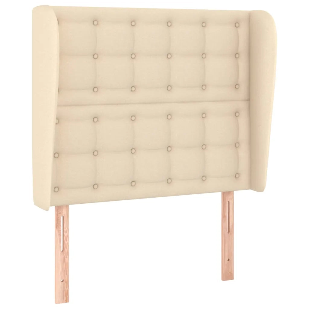 Testiera ad Orecchio-Testata con Orecchie Crema 93x23x118/128 cm in Tessuto 659540