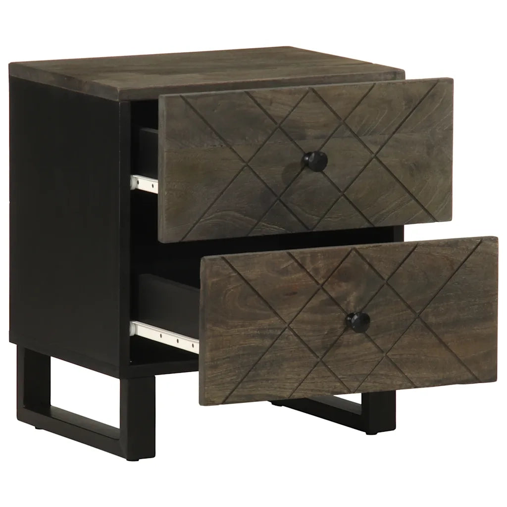 Comodini 2pz Neri 40x33x46 cm in Legno Massello di Mango 4017683