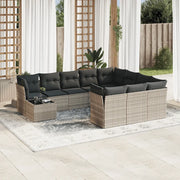 Set Divani da Giardino 11 pz con Cuscini in Polyrattan Grigio 3250101