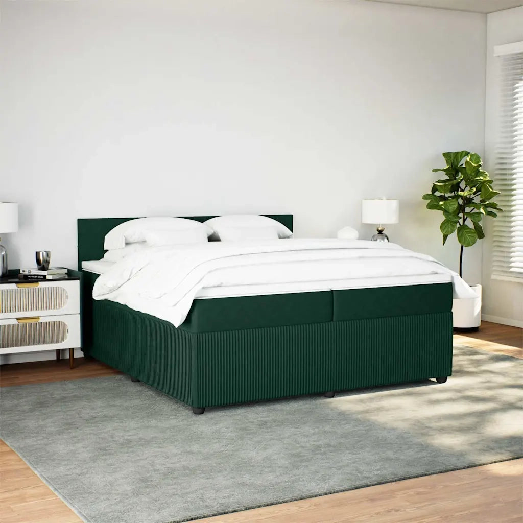 Giroletto a Molle con Materasso Verde Scuro 200x200 cm Velluto 3290133