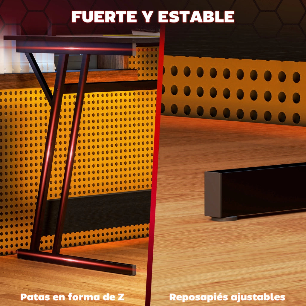 Scrivania Gaming con LED e Ripiani 100x60 cm ¨C Minimal ¨C Nero