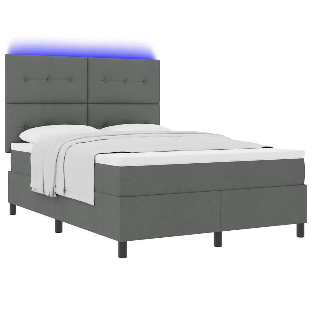 Letto a molle con materasso Grigio scuro 160 x 200 cm Tessuto