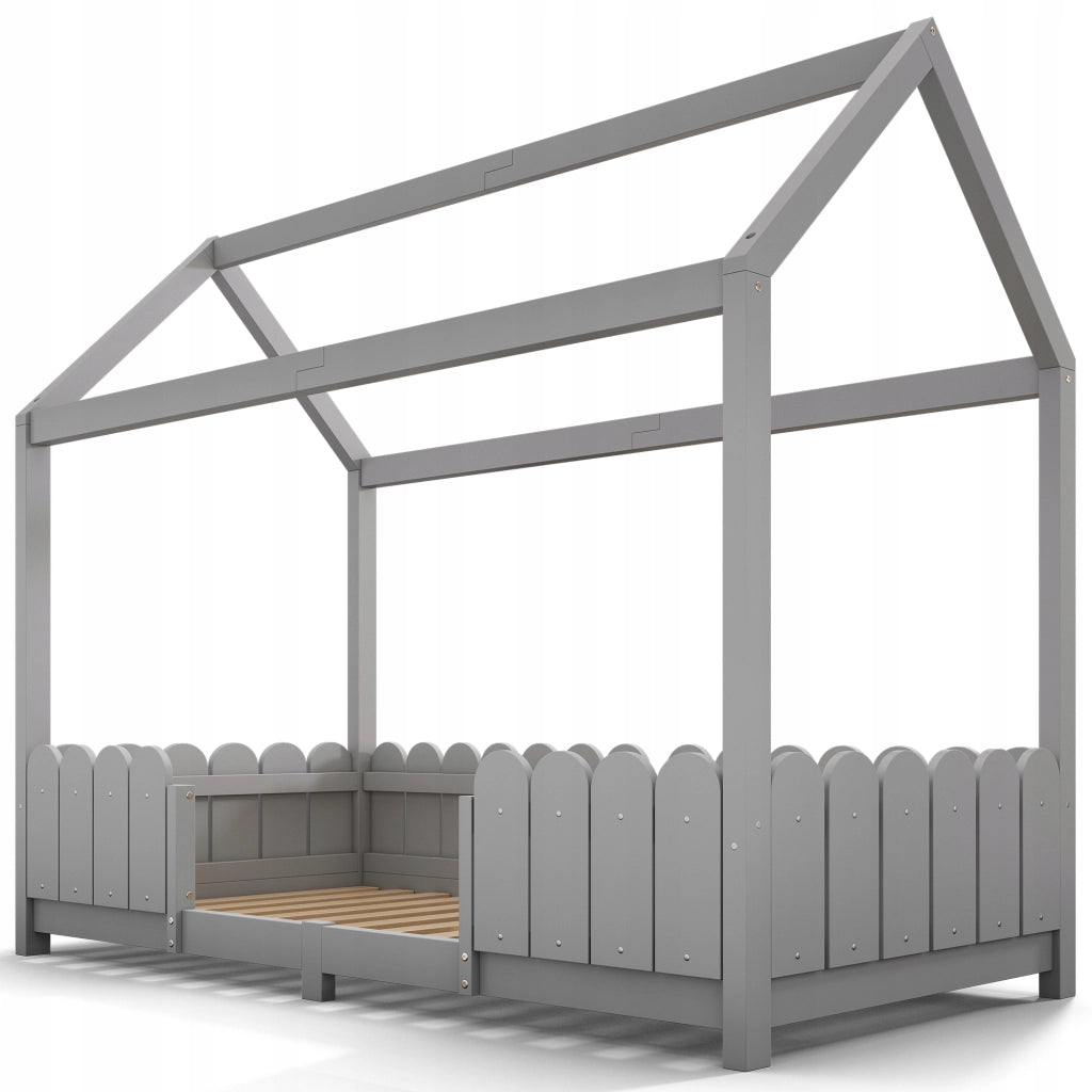 Letto per bambini 90x200 - Xylo - Legno con protezione grigio