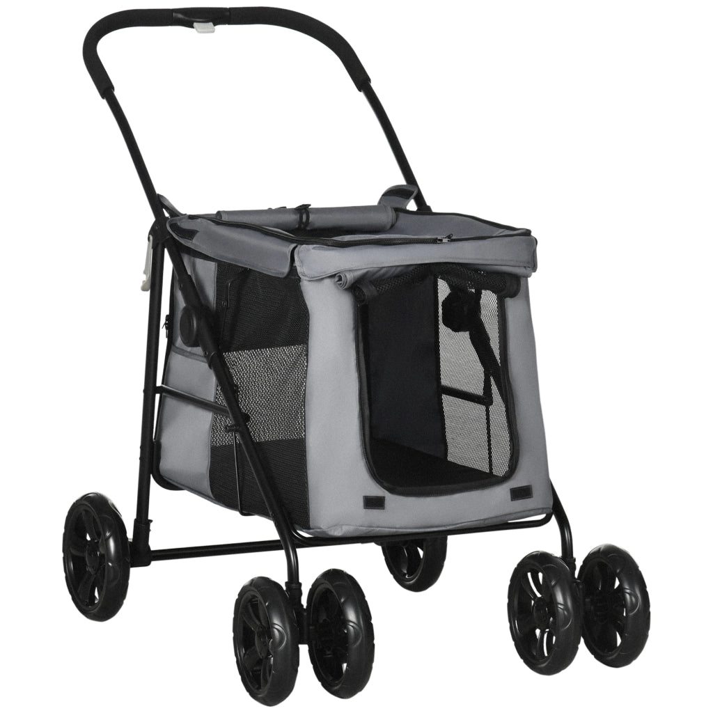 Carrello per Cani con Cuscini ¨C zephmum ¨C Grigio 102x62x105 cm