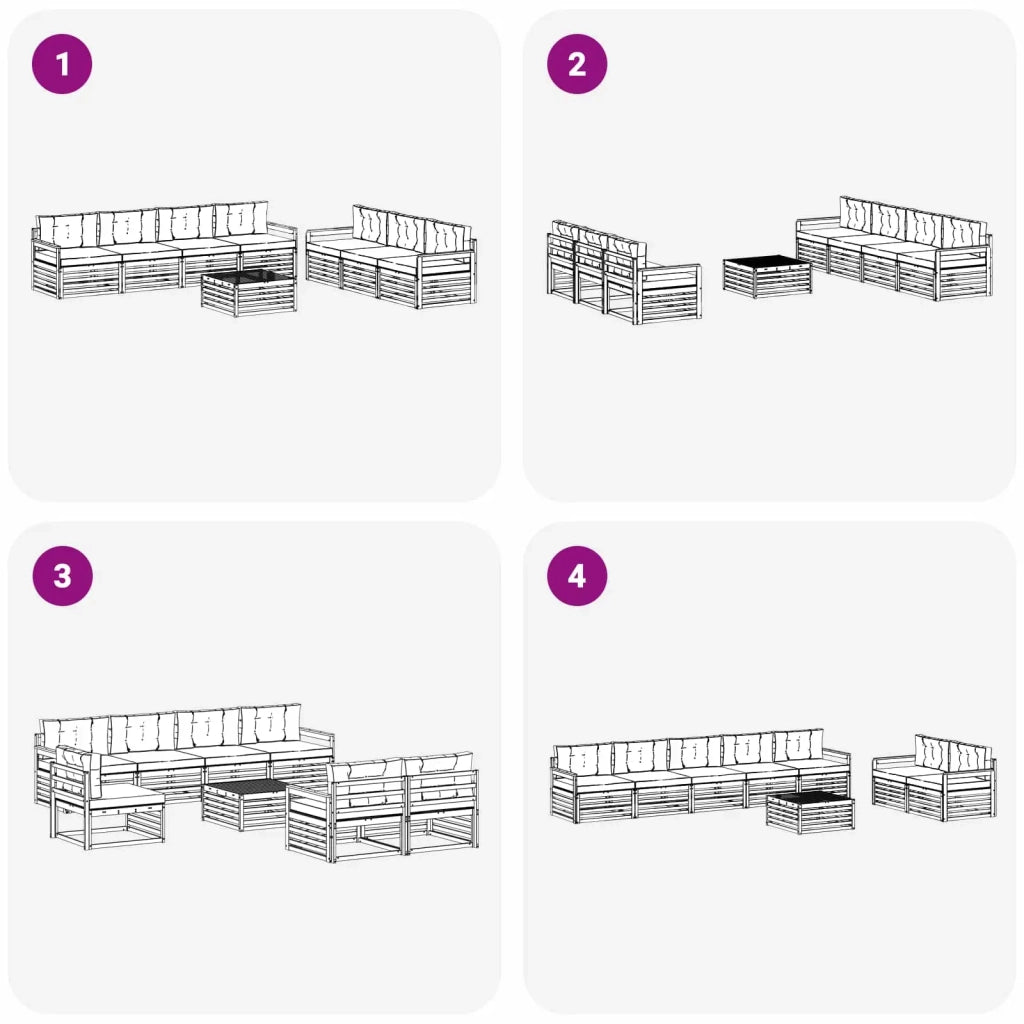 Set di divani da esterno 8 pcs Bianco e Beige 79 x 79 x 37 cm 3390153
