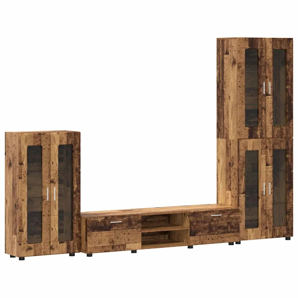 Set mobile TV con porta FLORIN Legno vecchio Legno multistrato