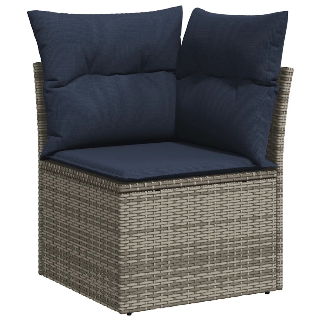 Set Divani da Giardino 7 pz con Cuscini Grigio in Polyrattan 3267931