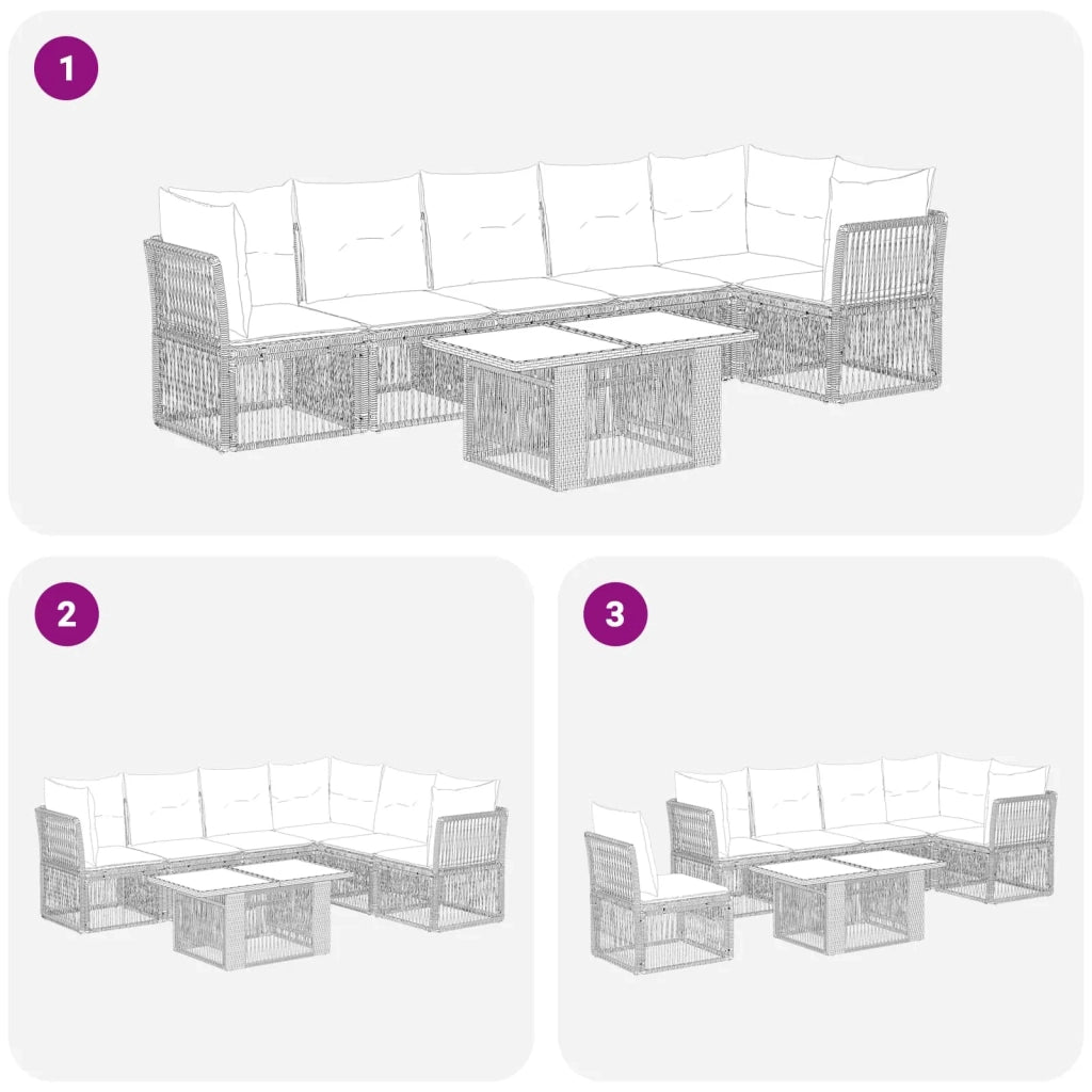 Set Divano da Giardino 7 pz Nero polyrattan 3436468