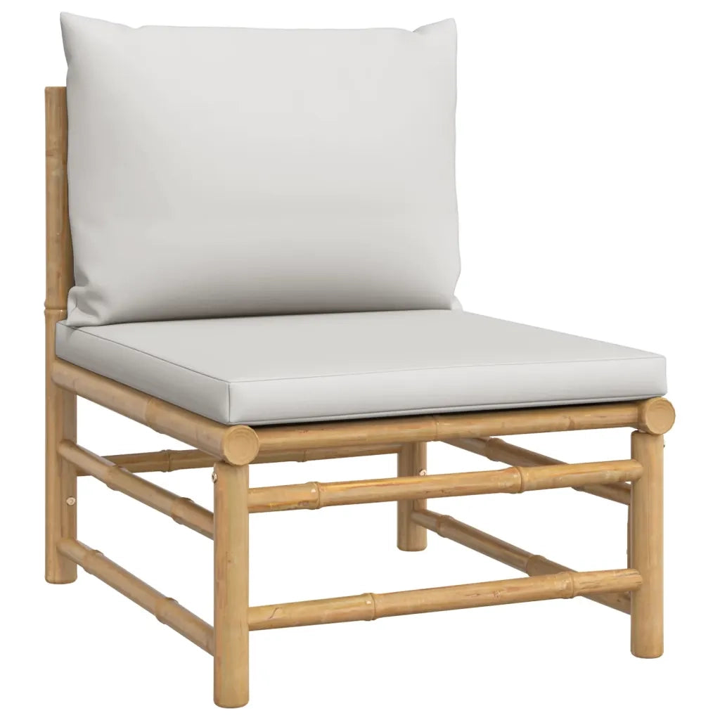 Set Salotto da Giardino 5pz con Cuscini Grigio Chiaro Bambù 3155106