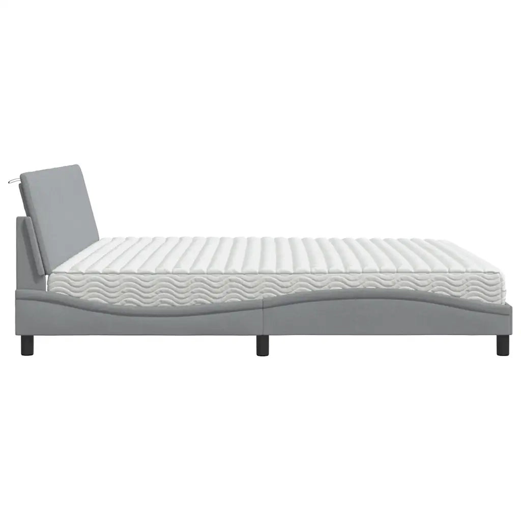 Letto con Materasso Hanko Grigio Chiaro 200x200 cm in Tessuto 3310552
