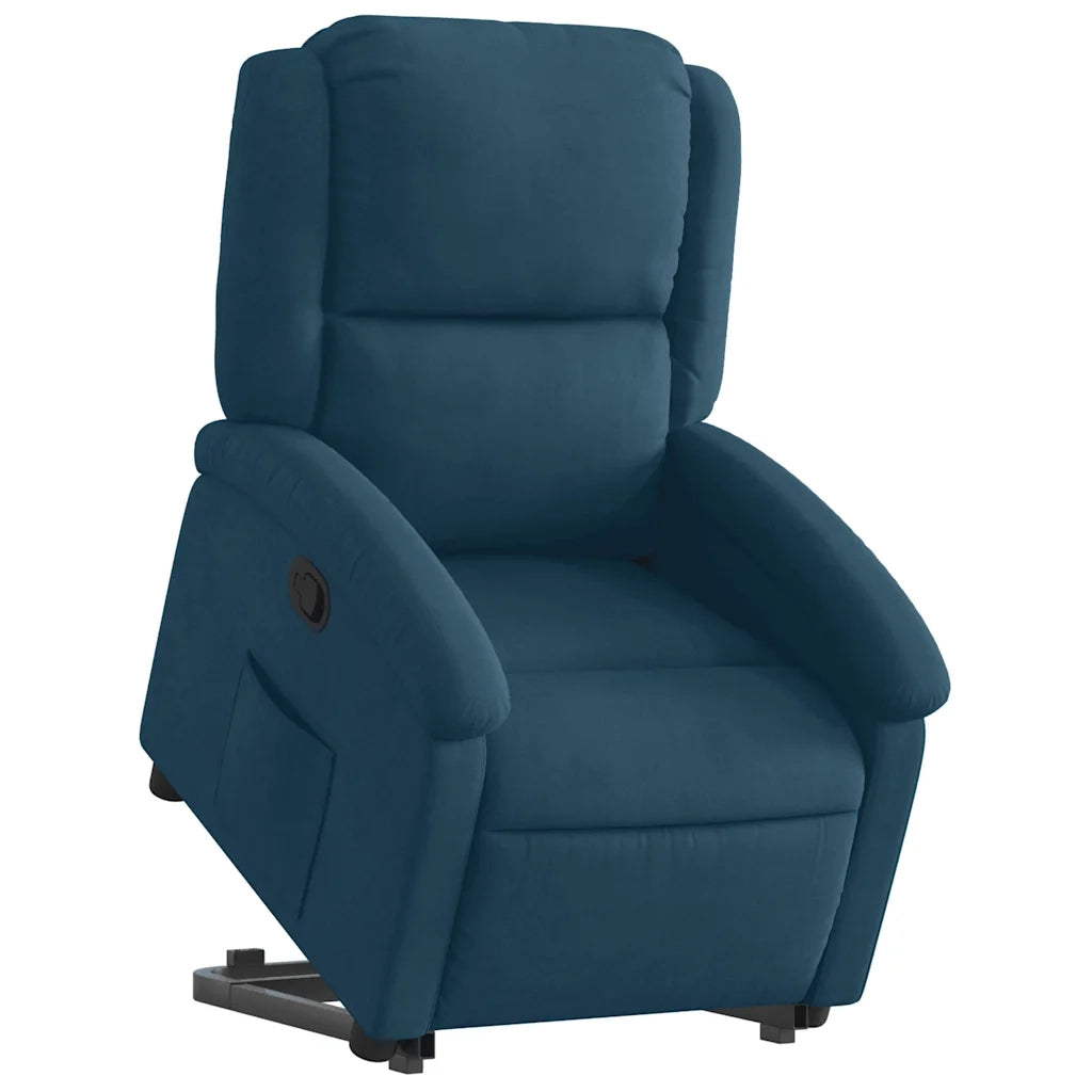 Poltrona Alzapersona Reclinabile Blu in Velluto 3204310