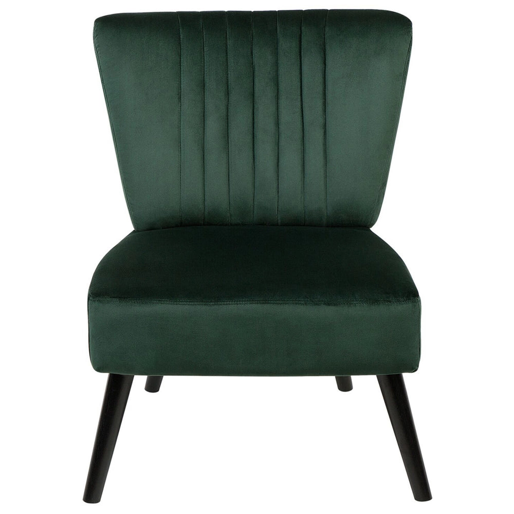 Poltrona Verde Velluto Senza Braccioli Sedia senza braccioli Verticale Gambe In Legno