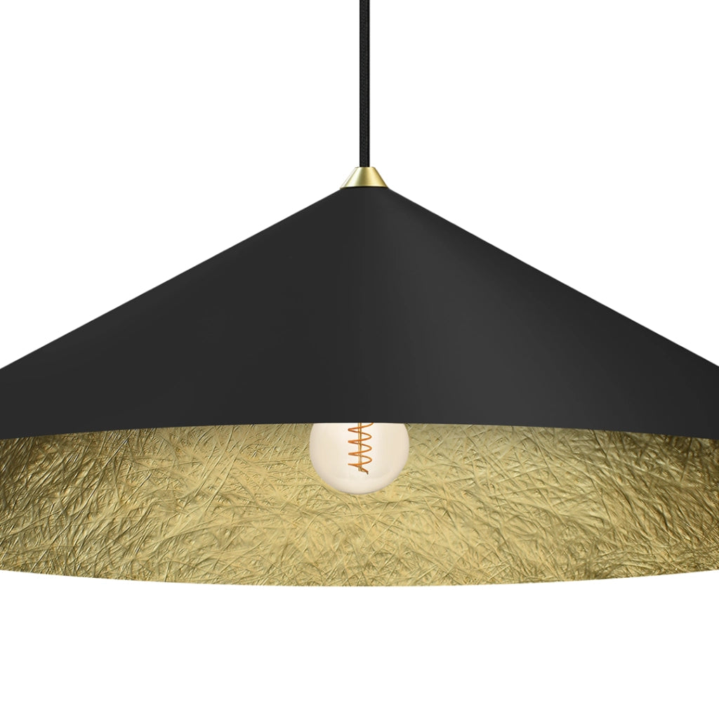 Lampada a sospensione Fuji nera/oro Ø90 E27 Milagro