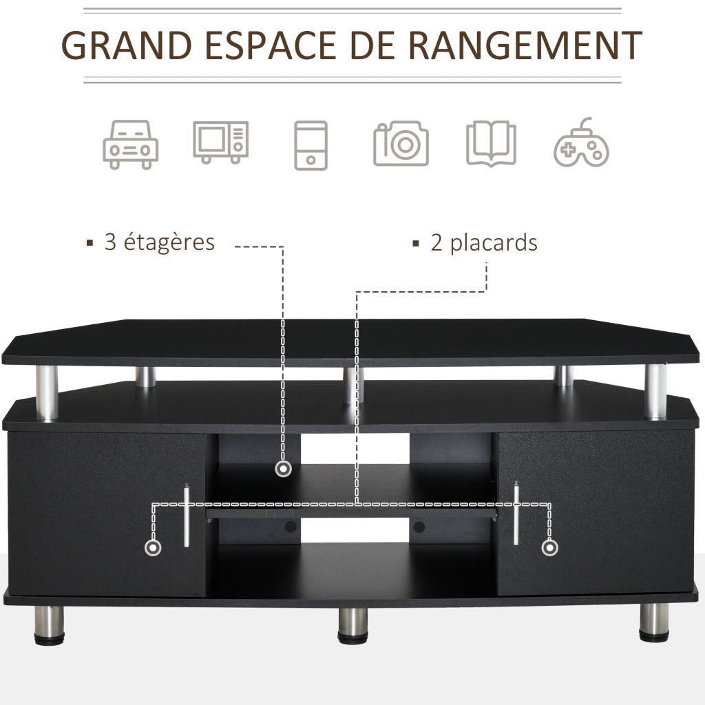 Mobile TV con ripiani e ante ¨C zephmum ¨C nero 120x40x52 cm