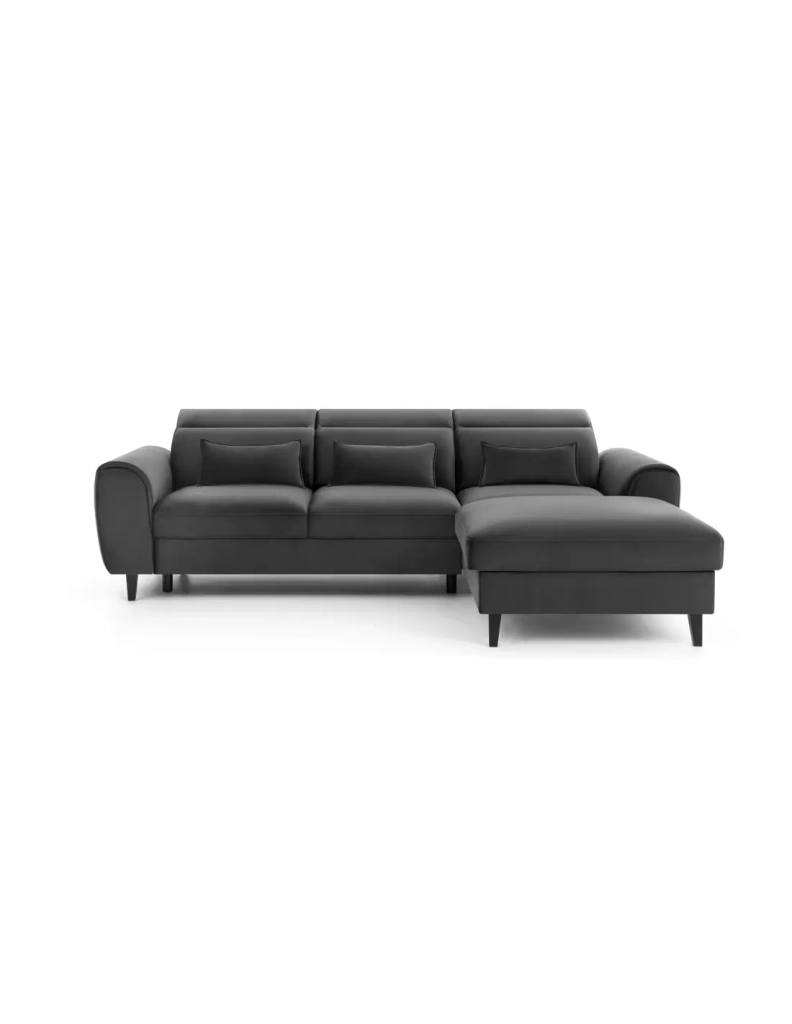 Divano angolare convertibile grigio scuro angolo destro 4 posti FABLE