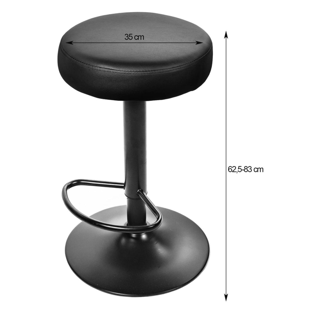 Sgabello da bar ROJST in ecopelle nera con base nera